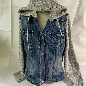 Women’s Hooded Mixed Jean Jacket